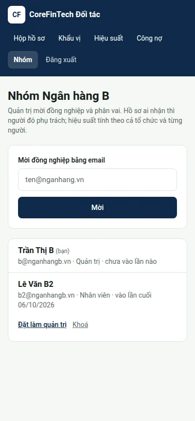 Điện thoại: Nhóm của tổ chức
