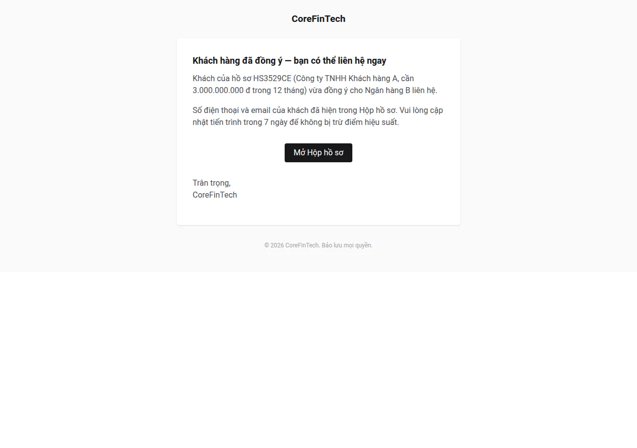 Máy tính: Email báo khách đã đồng ý